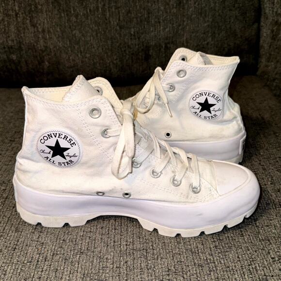 Converse Chuck Taylor All Star Lugged Heel Shoes Women 8 White High-Top Sneakers - Picture 1 of 7